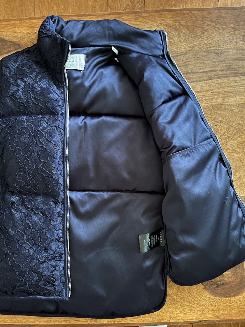 Sandro Padded Lace Satin Vest
